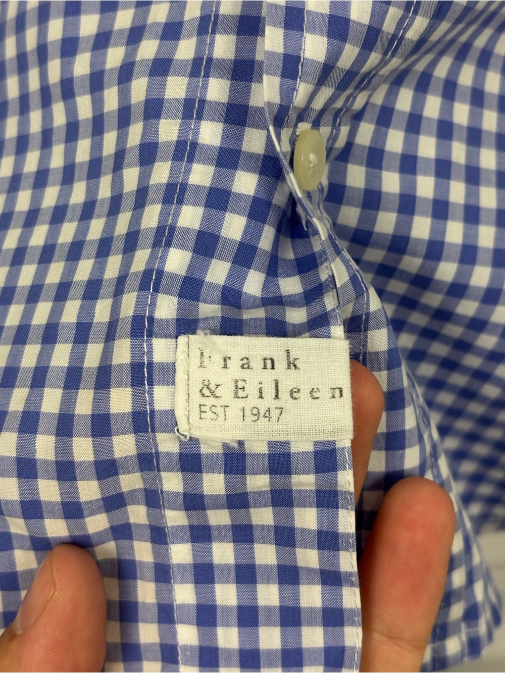 Frank & Eileen blue gingham Barry button down shirt top size large - Picture 4 of 11